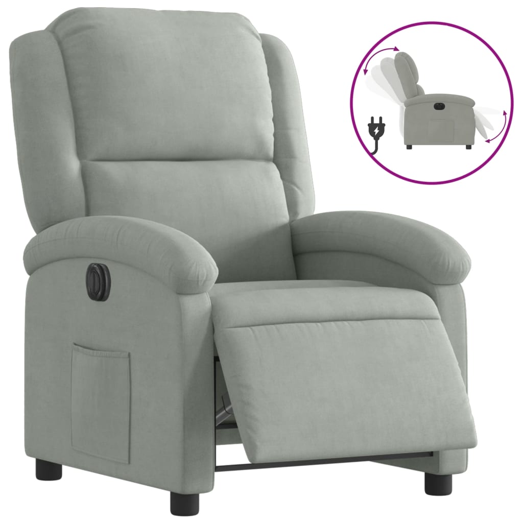 Fauteuil elektrisch verstelbaar stof lichtgrijs is nu te koop bij PeponiXL, paradijselijk wonen!