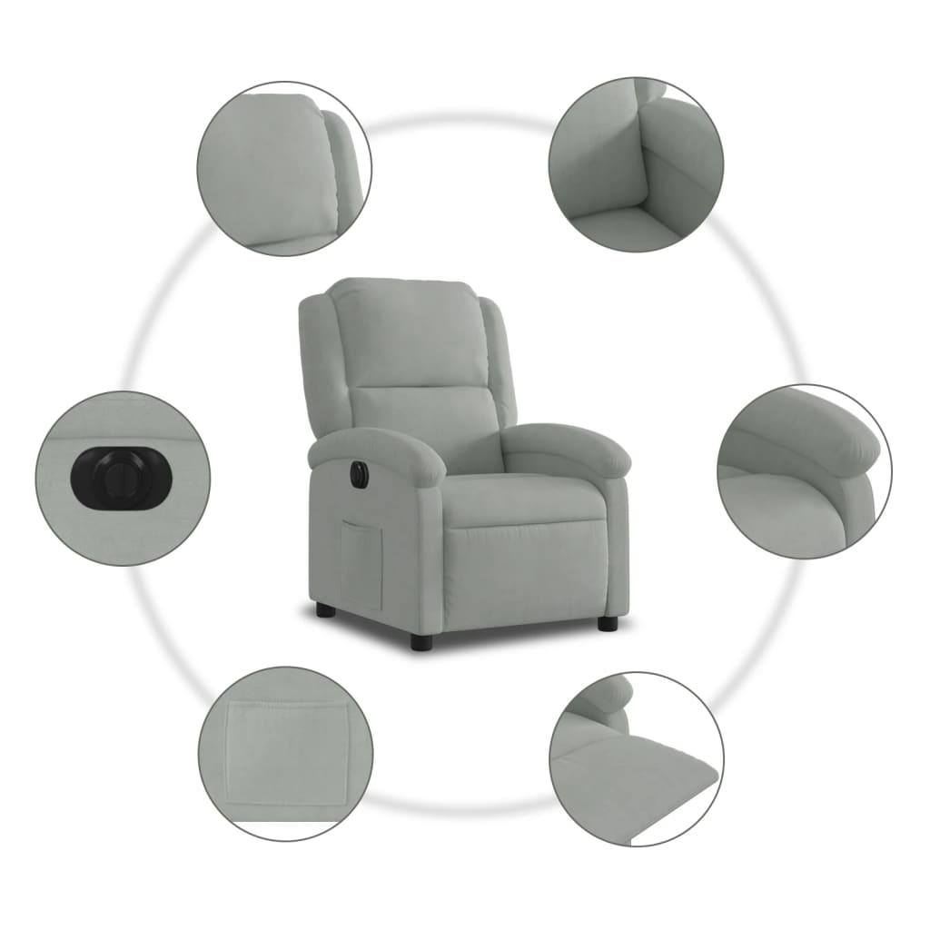 Fauteuil elektrisch verstelbaar stof lichtgrijs is nu te koop bij PeponiXL, paradijselijk wonen!