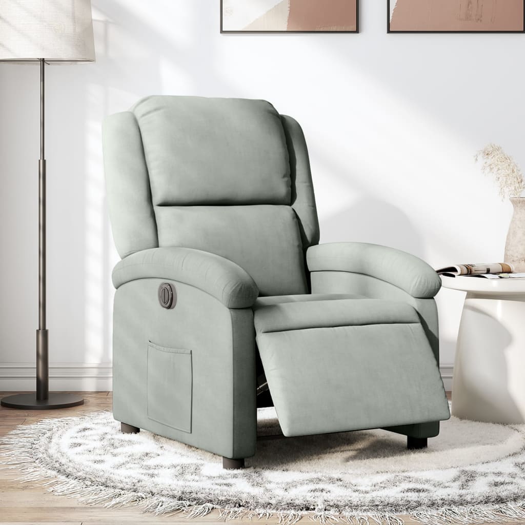 Fauteuil elektrisch verstelbaar stof lichtgrijs is nu te koop bij PeponiXL, paradijselijk wonen!