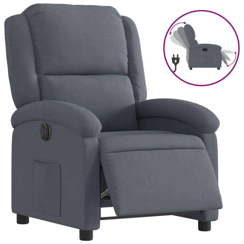 Fauteuil elektrisch verstelbaar stof donkergrijs is nu te koop bij PeponiXL, paradijselijk wonen!