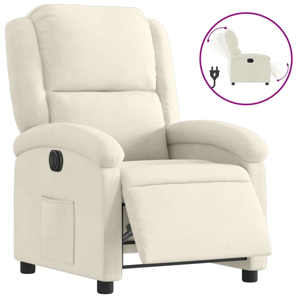 Fauteuil verstelbaar elektrisch stof crèmekleurig is nu te koop bij PeponiXL, paradijselijk wonen!