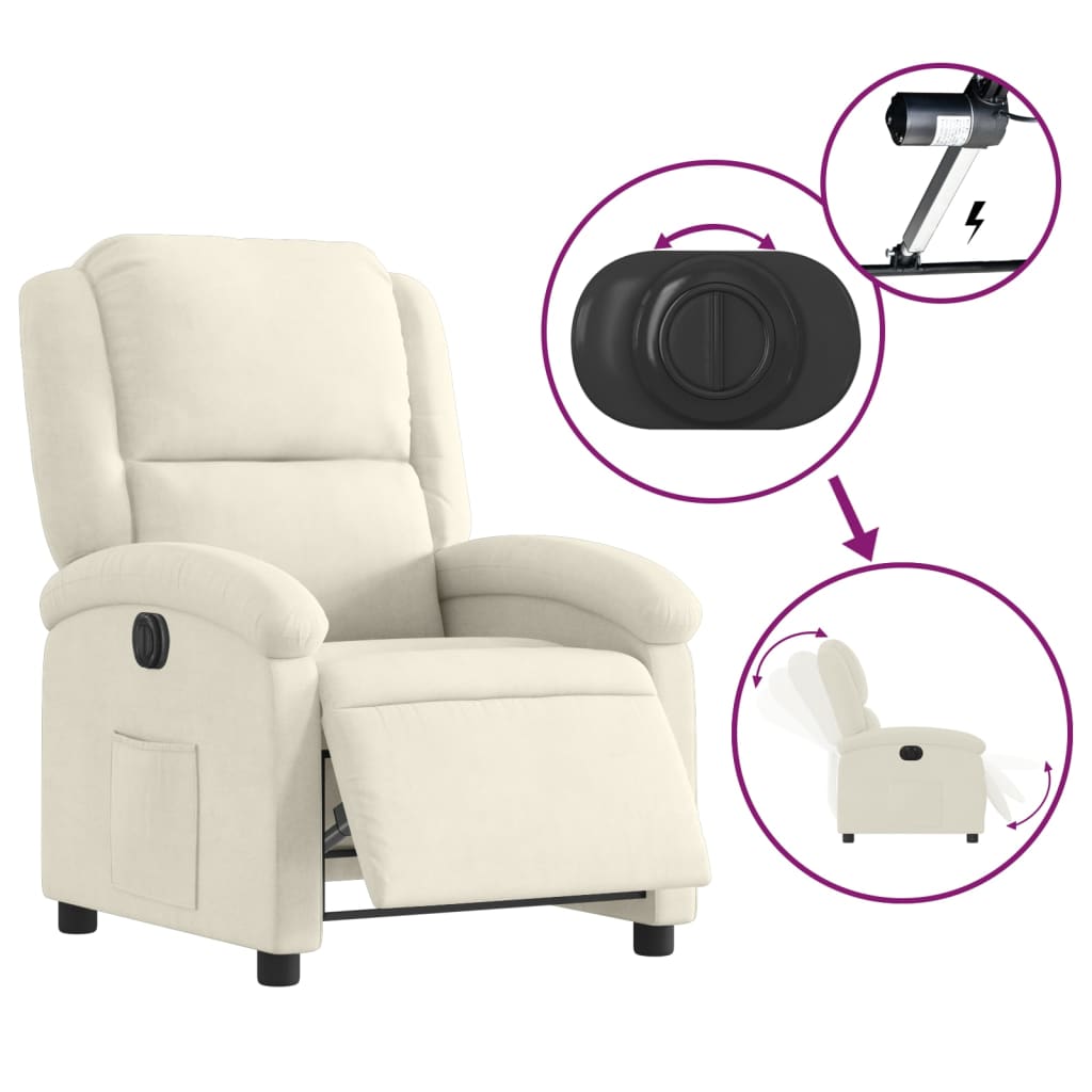 Fauteuil verstelbaar elektrisch stof crèmekleurig is nu te koop bij PeponiXL, paradijselijk wonen!