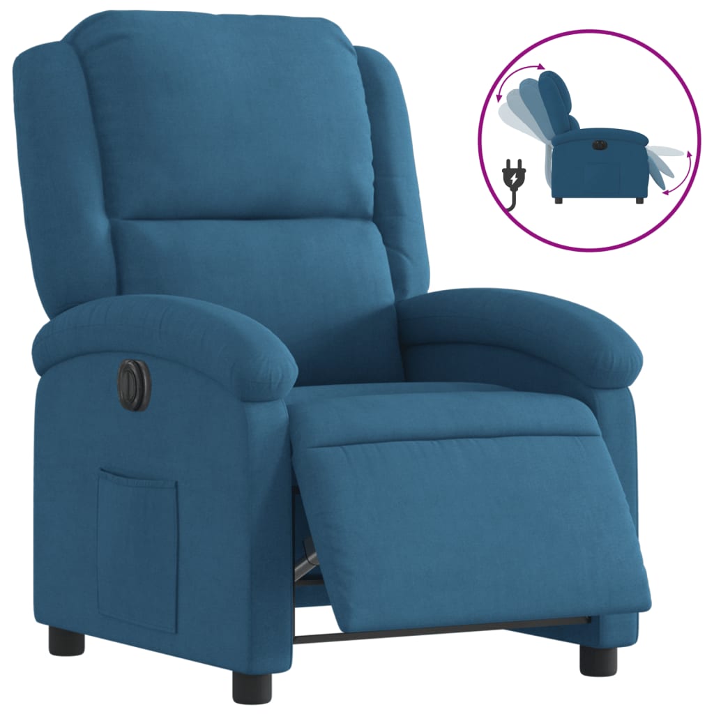 Fauteuil elektrisch verstelbaar fluweel blauw is nu te koop bij PeponiXL, paradijselijk wonen!