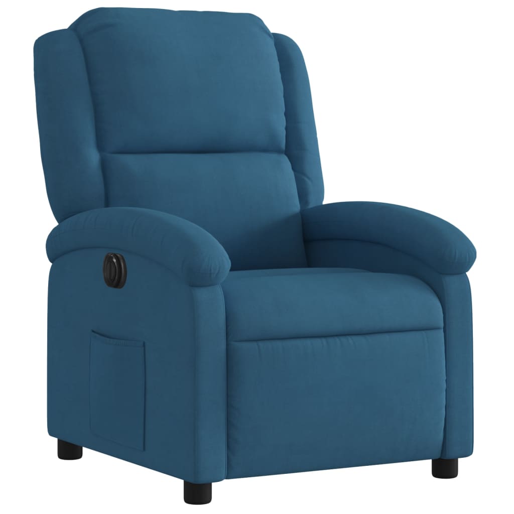 Fauteuil elektrisch verstelbaar fluweel blauw is nu te koop bij PeponiXL, paradijselijk wonen!