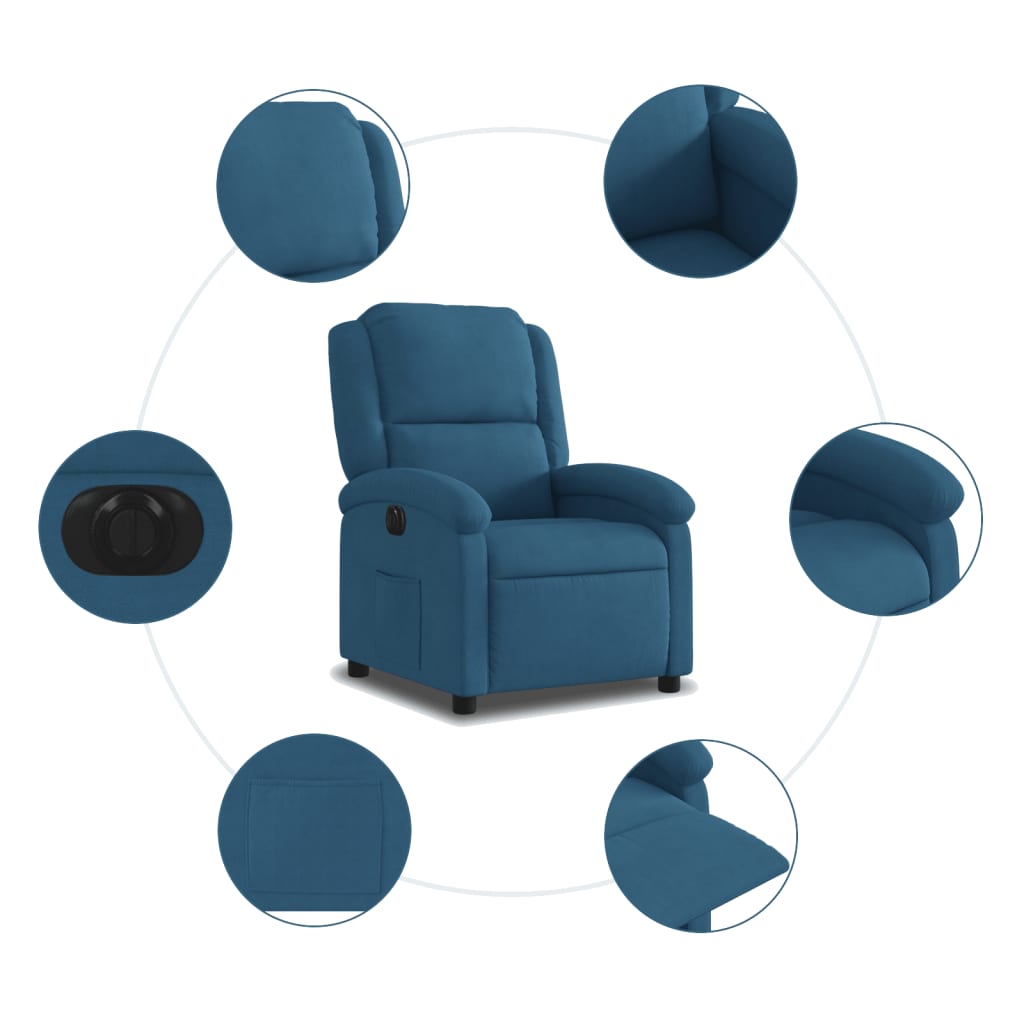 Fauteuil elektrisch verstelbaar fluweel blauw is nu te koop bij PeponiXL, paradijselijk wonen!