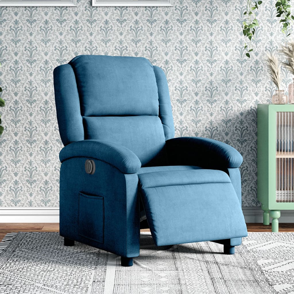 Fauteuil elektrisch verstelbaar fluweel blauw is nu te koop bij PeponiXL, paradijselijk wonen!