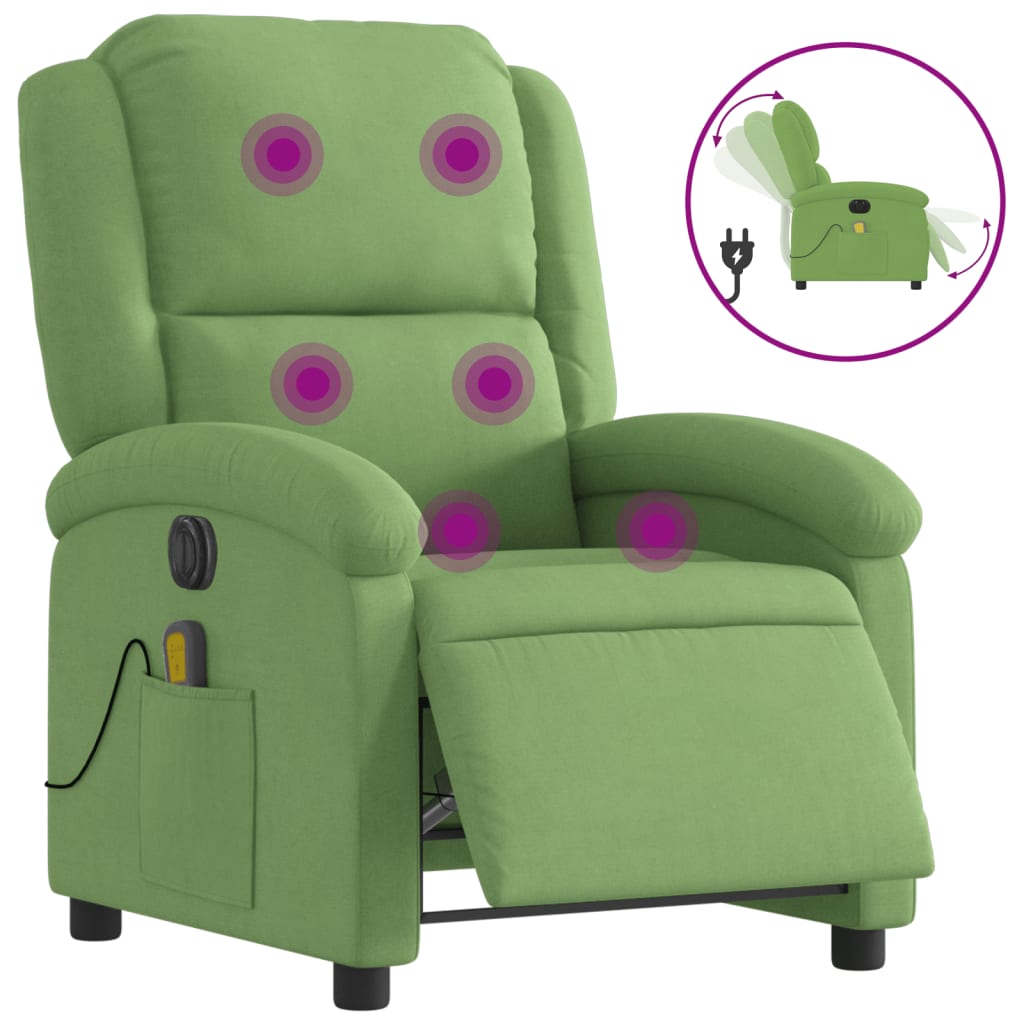 Massagestoel elektrisch verstelbaar fluweel lichtgroen is nu te koop bij PeponiXL, paradijselijk wonen!