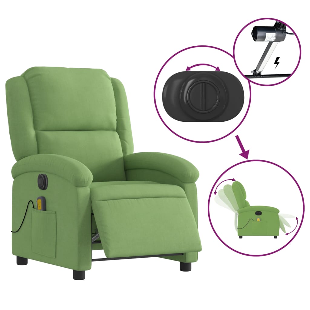 Massagestoel elektrisch verstelbaar fluweel lichtgroen is nu te koop bij PeponiXL, paradijselijk wonen!