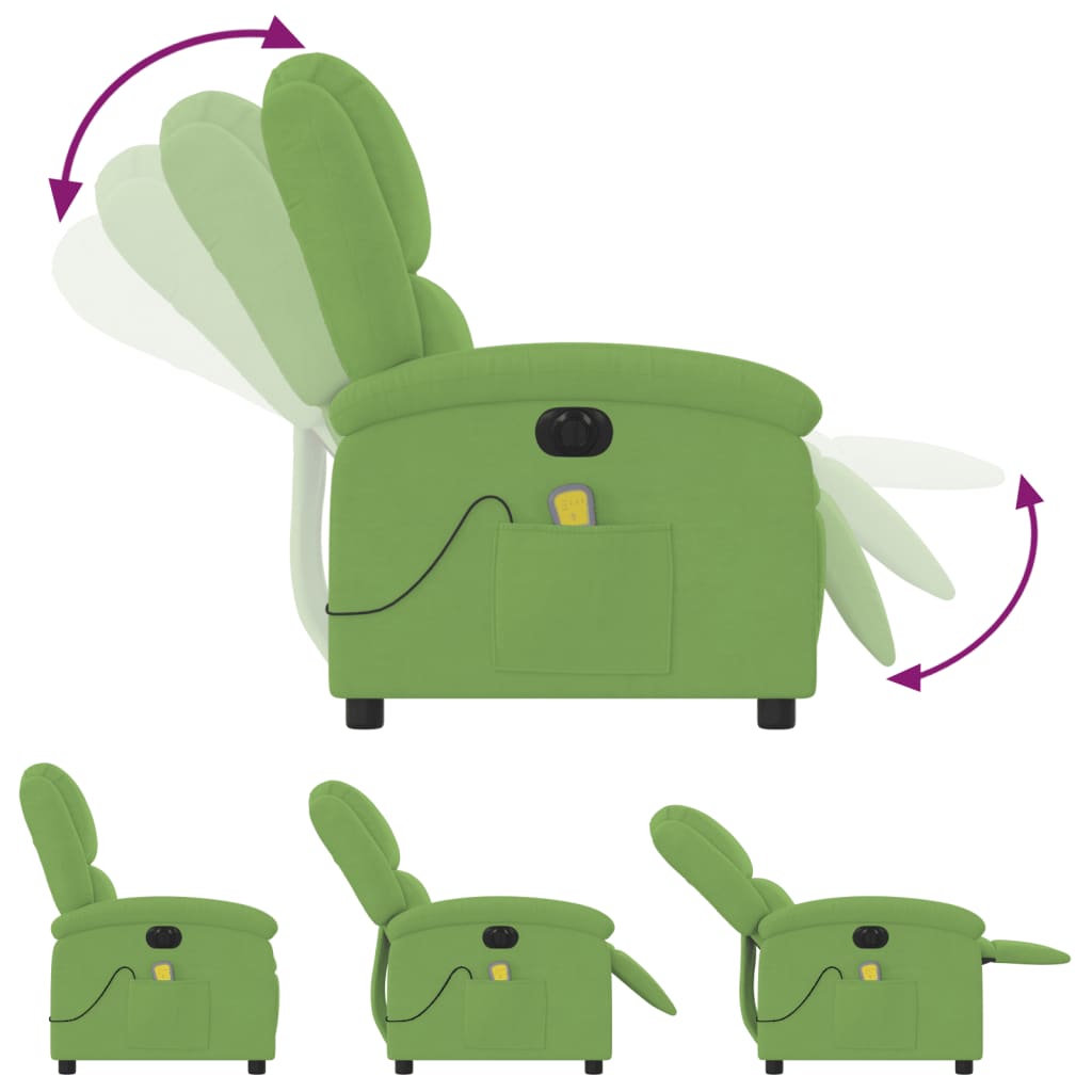 Massagestoel elektrisch verstelbaar fluweel lichtgroen is nu te koop bij PeponiXL, paradijselijk wonen!