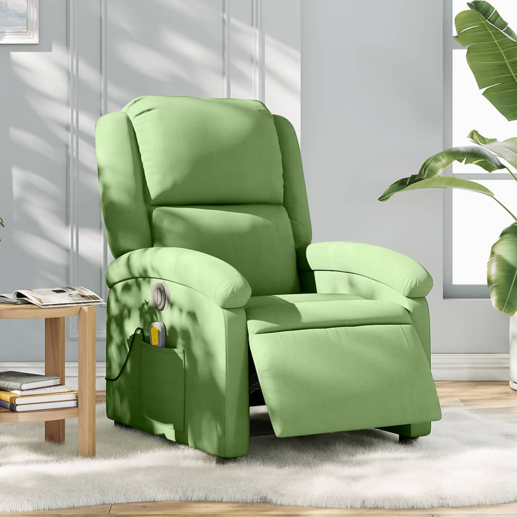 Massagestoel elektrisch verstelbaar fluweel lichtgroen is nu te koop bij PeponiXL, paradijselijk wonen!