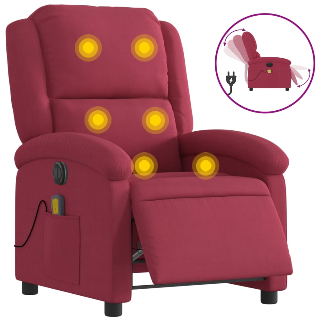 Massagestoel elektrisch verstelbaar fluweel wijnrood is nu te koop bij PeponiXL, paradijselijk wonen!