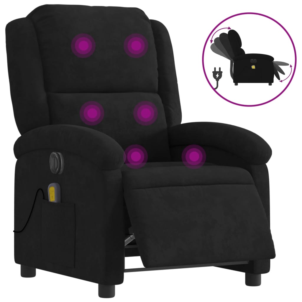 Massagestoel elektrisch verstelbaar fluweel zwart is nu te koop bij PeponiXL, paradijselijk wonen!