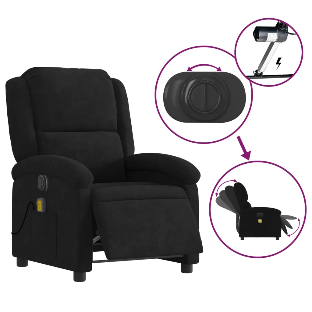 Massagestoel elektrisch verstelbaar fluweel zwart is nu te koop bij PeponiXL, paradijselijk wonen!