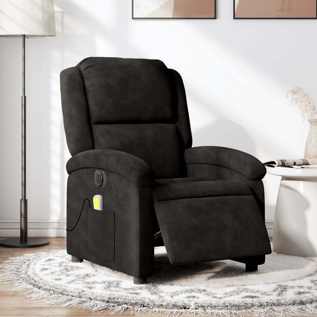 Massagestoel elektrisch verstelbaar fluweel zwart is nu te koop bij PeponiXL, paradijselijk wonen!