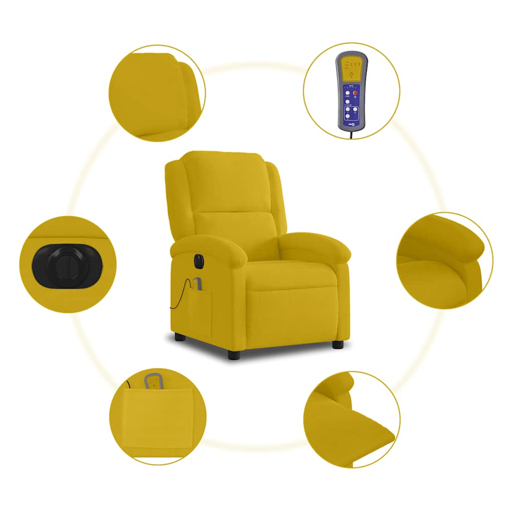 Massagestoel elektrisch verstelbaar fluweel geel is nu te koop bij PeponiXL, paradijselijk wonen!