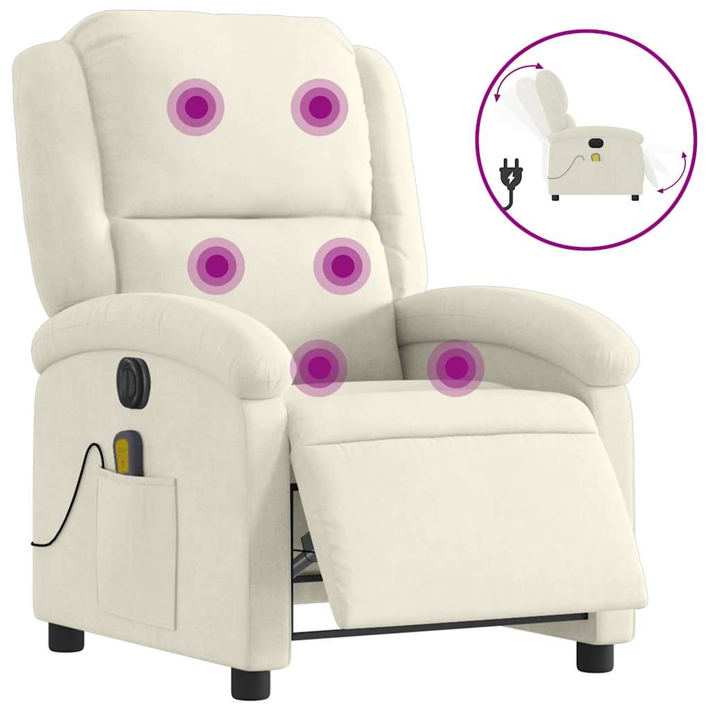 Massagestoel elektrisch verstelbaar fluweel crèmekleurig is nu te koop bij PeponiXL, paradijselijk wonen!
