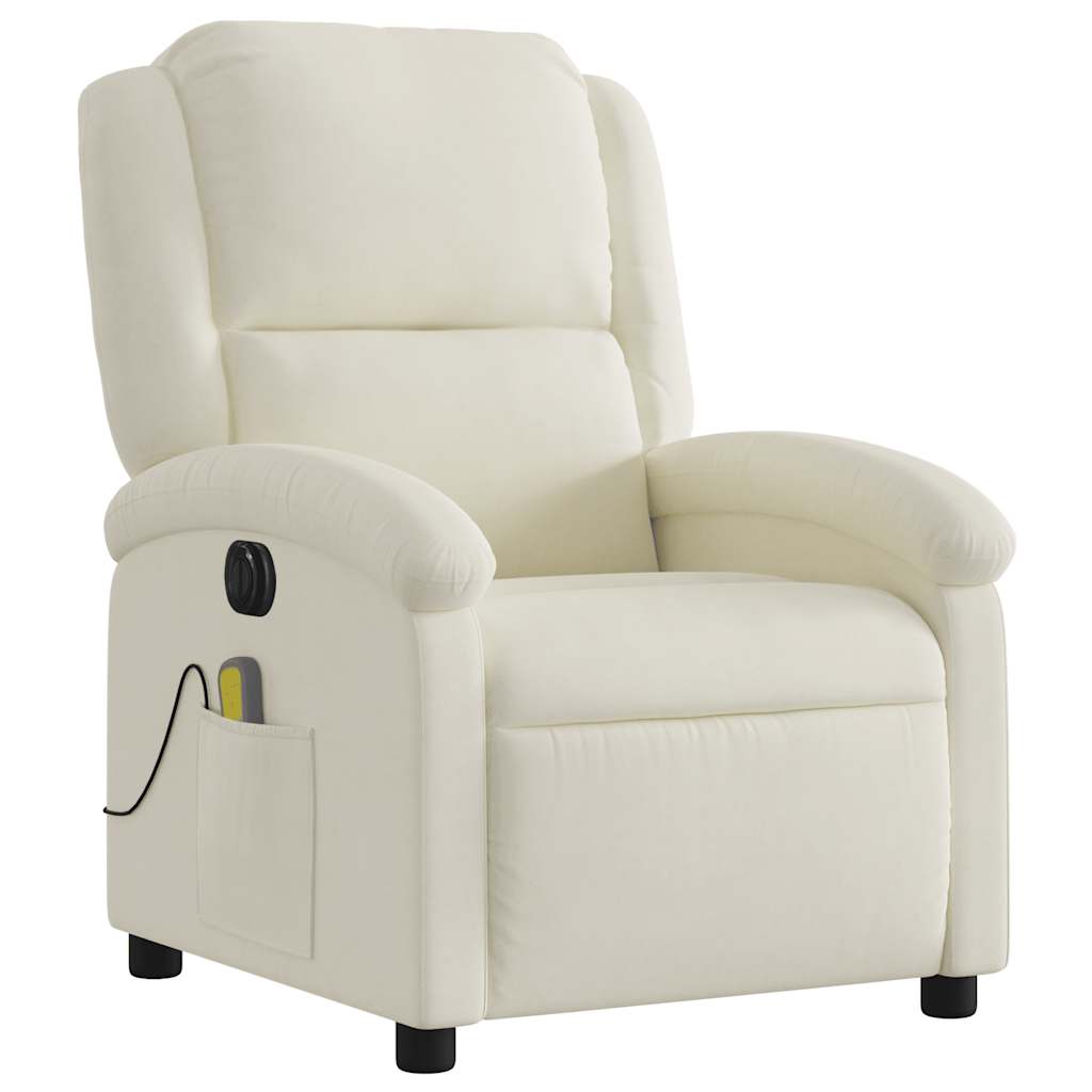 Massagestoel elektrisch verstelbaar fluweel crèmekleurig is nu te koop bij PeponiXL, paradijselijk wonen!