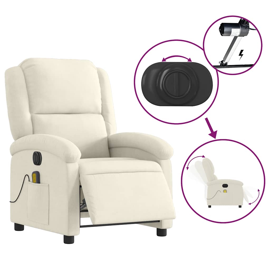Massagestoel elektrisch verstelbaar fluweel crèmekleurig is nu te koop bij PeponiXL, paradijselijk wonen!