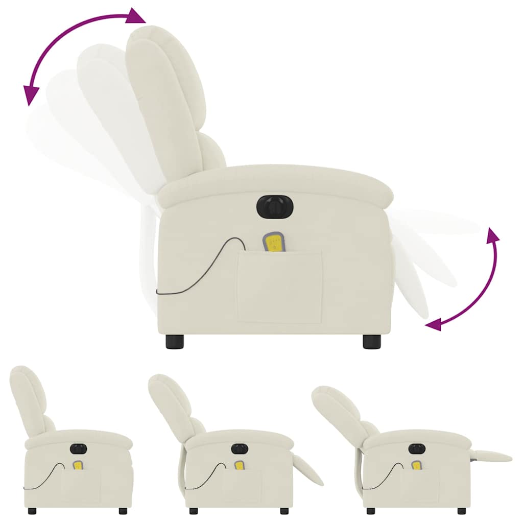 Massagestoel elektrisch verstelbaar fluweel crèmekleurig is nu te koop bij PeponiXL, paradijselijk wonen!