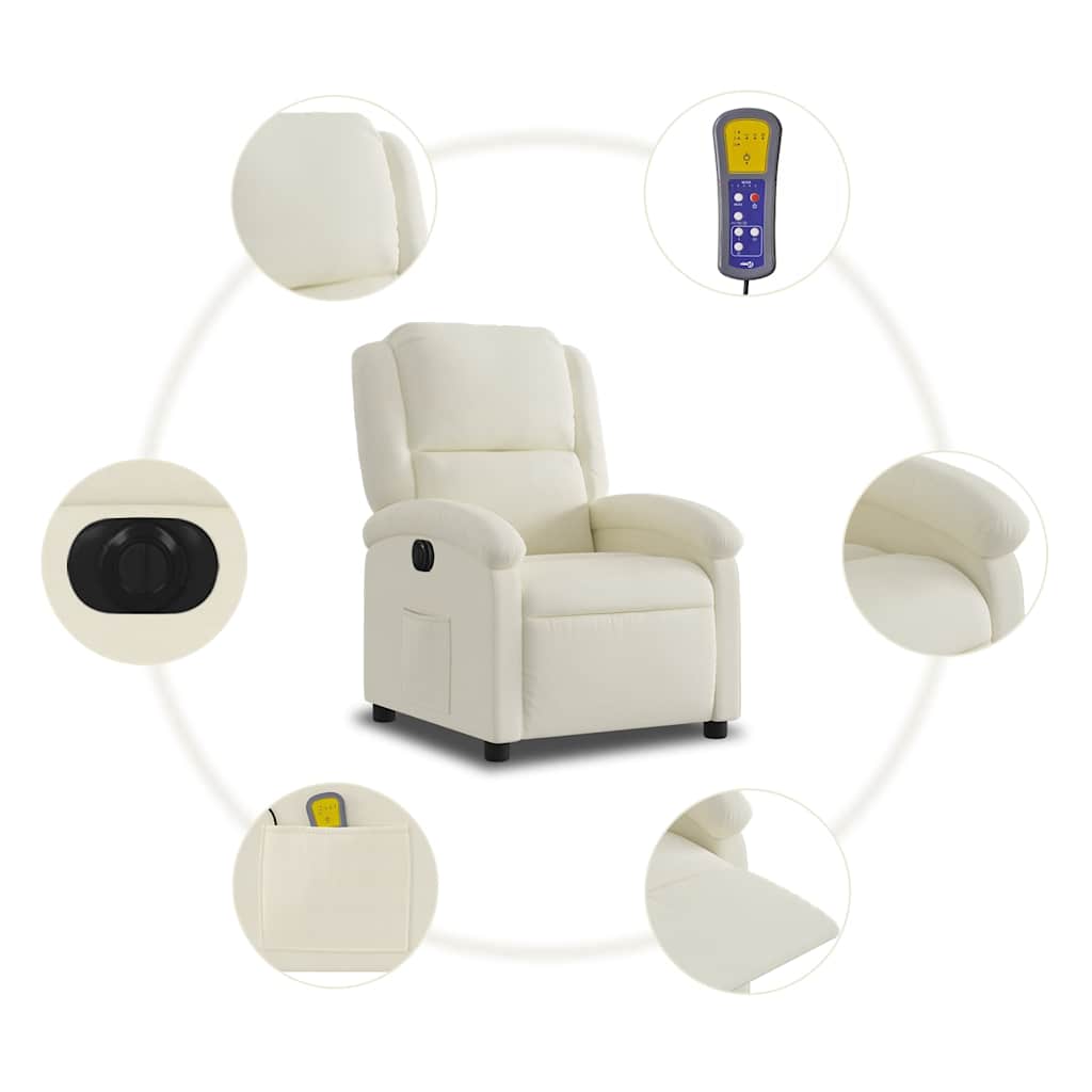 Massagestoel elektrisch verstelbaar fluweel crèmekleurig is nu te koop bij PeponiXL, paradijselijk wonen!