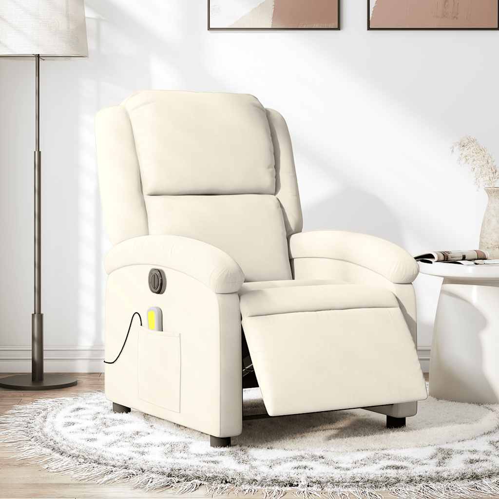 Massagestoel elektrisch verstelbaar fluweel crèmekleurig is nu te koop bij PeponiXL, paradijselijk wonen!