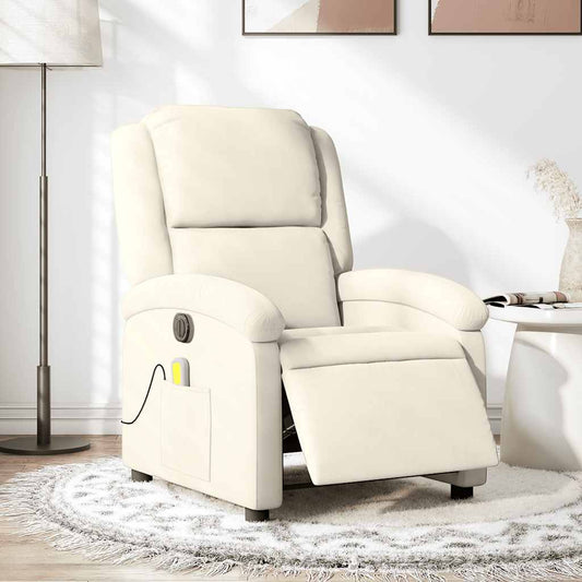 Massagestoel elektrisch verstelbaar fluweel crèmekleurig is nu te koop bij PeponiXL, paradijselijk wonen!