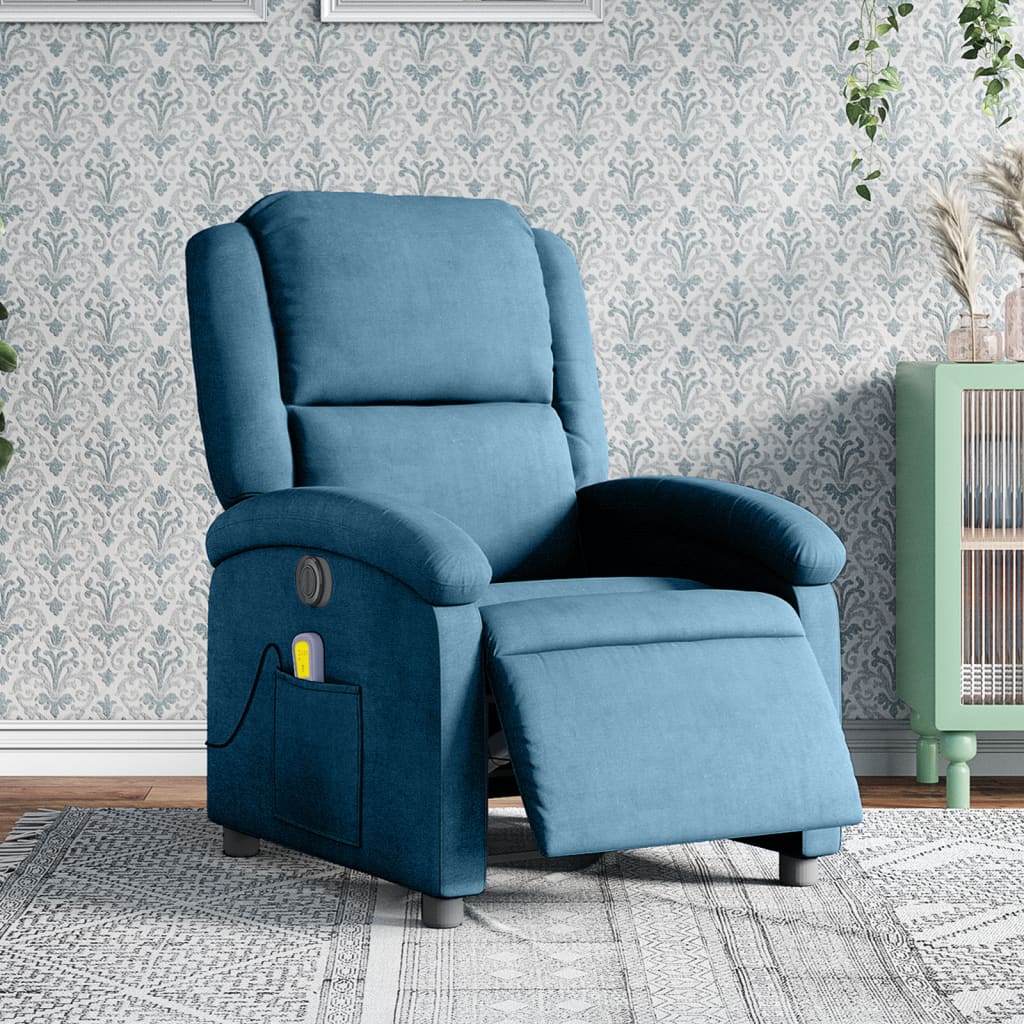 Massagestoel elektrisch verstelbaar fluweel blauw is nu te koop bij PeponiXL, paradijselijk wonen!