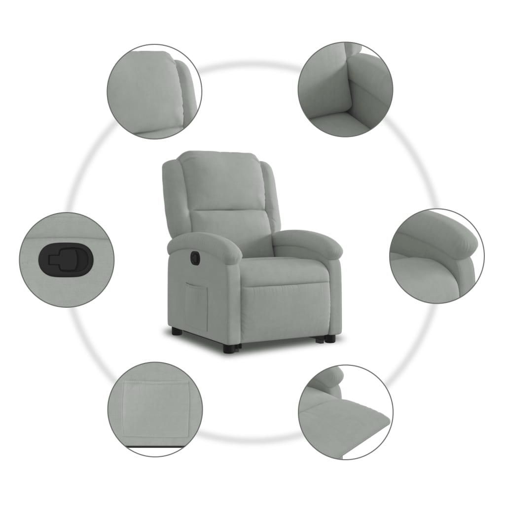 Sta-op-stoel verstelbaar fluweel lichtgrijs is nu te koop bij PeponiXL, paradijselijk wonen!