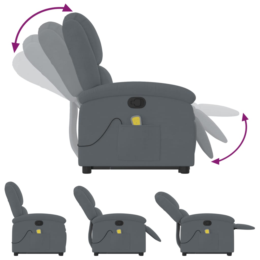 Sta-op-massagestoel verstelbaar fluweel donkergrijs is nu te koop bij PeponiXL, paradijselijk wonen!