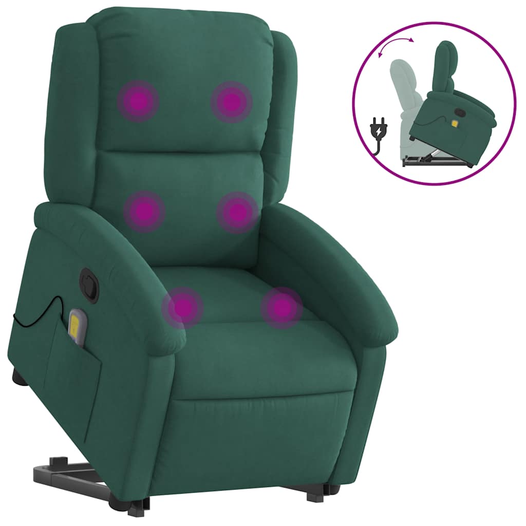 Sta-op-massagestoel verstelbaar fluweel donkergroen is nu te koop bij PeponiXL, paradijselijk wonen!