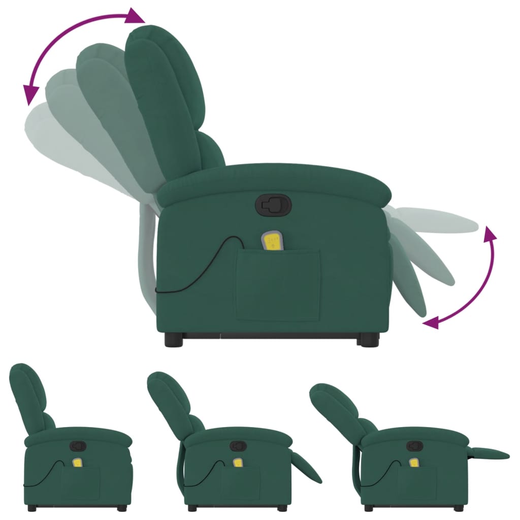 Sta-op-massagestoel verstelbaar fluweel donkergroen is nu te koop bij PeponiXL, paradijselijk wonen!