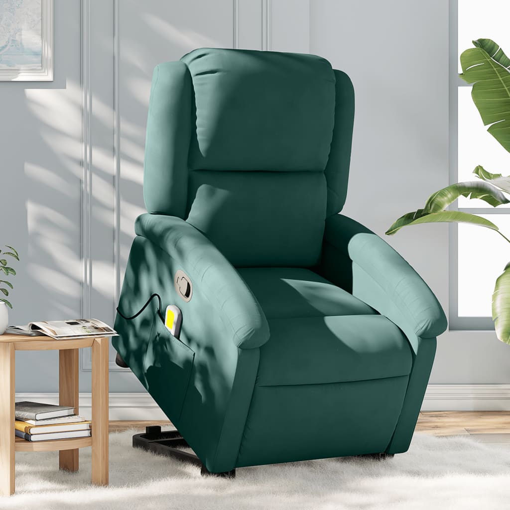 Sta-op-massagestoel verstelbaar fluweel donkergroen is nu te koop bij PeponiXL, paradijselijk wonen!
