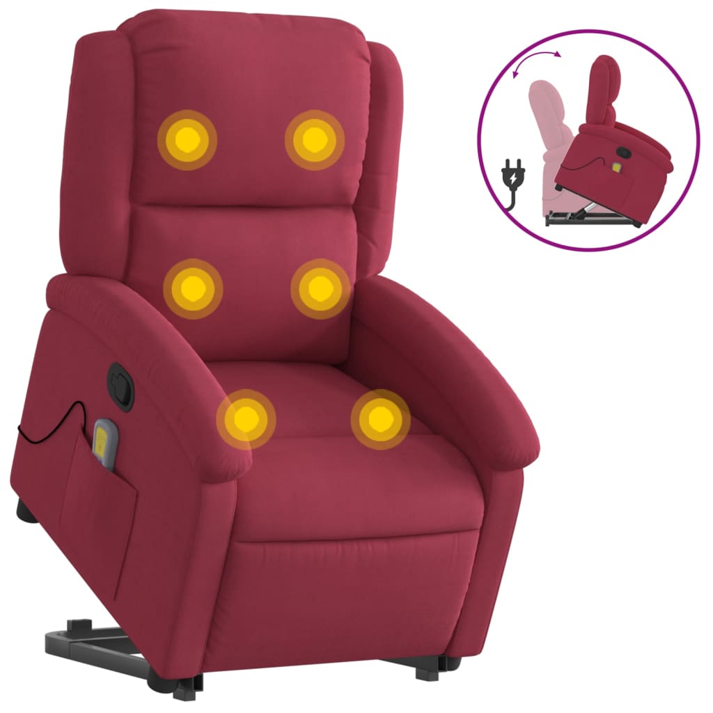 Sta-op-massagestoel verstelbaar fluweel wijnrood is nu te koop bij PeponiXL, paradijselijk wonen!