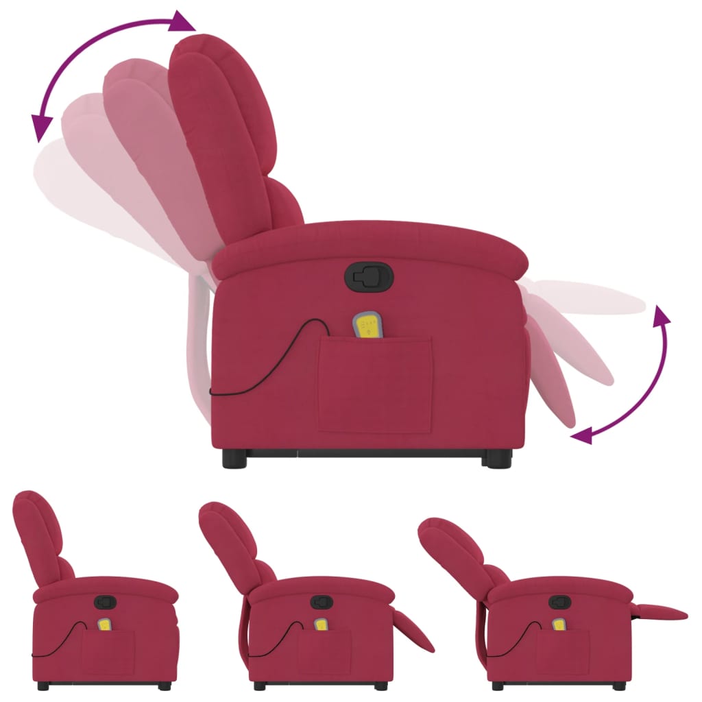 Sta-op-massagestoel verstelbaar fluweel wijnrood is nu te koop bij PeponiXL, paradijselijk wonen!