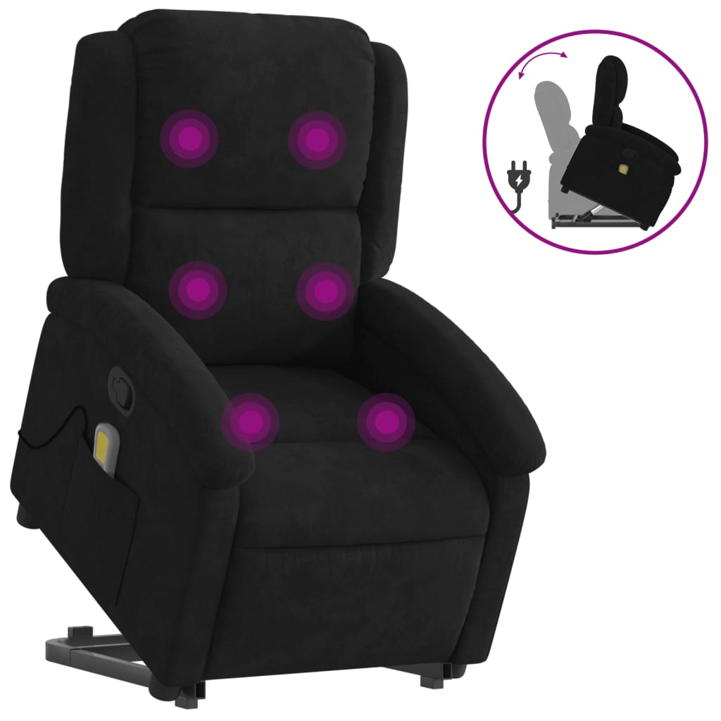 Sta-op-massagestoel verstelbaar fluweel zwart is nu te koop bij PeponiXL, paradijselijk wonen!