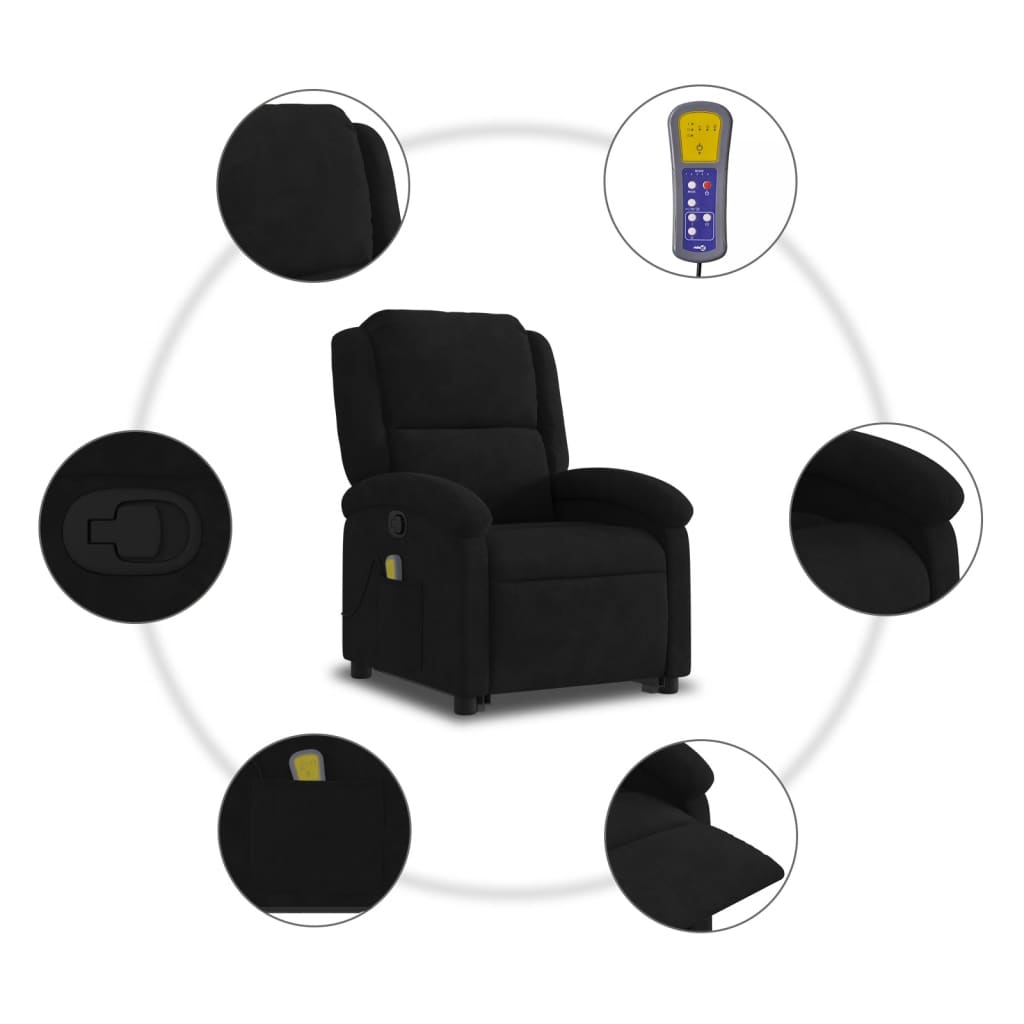 Sta-op-massagestoel verstelbaar fluweel zwart is nu te koop bij PeponiXL, paradijselijk wonen!