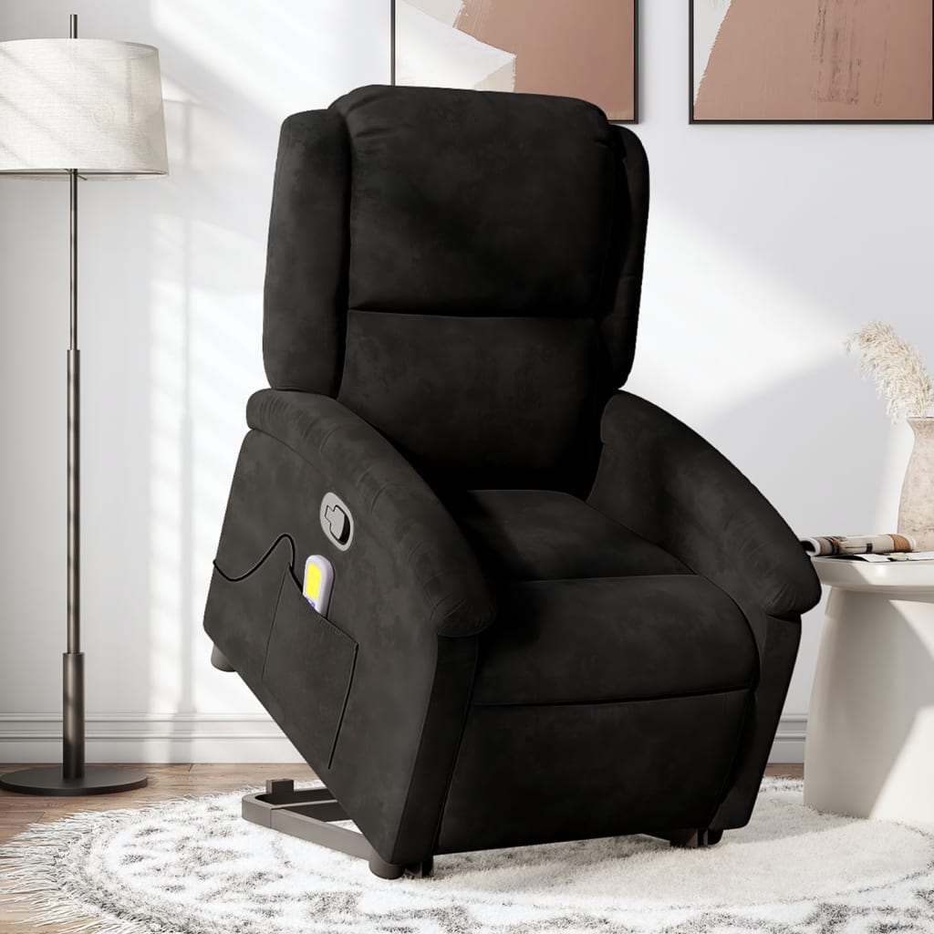 Sta-op-massagestoel verstelbaar fluweel zwart is nu te koop bij PeponiXL, paradijselijk wonen!