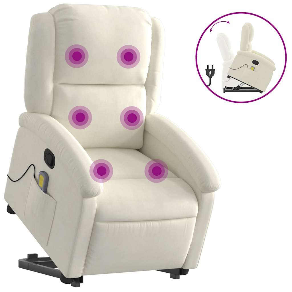 Sta-op-massagestoel verstelbaar fluweel crèmekleurig is nu te koop bij PeponiXL, paradijselijk wonen!