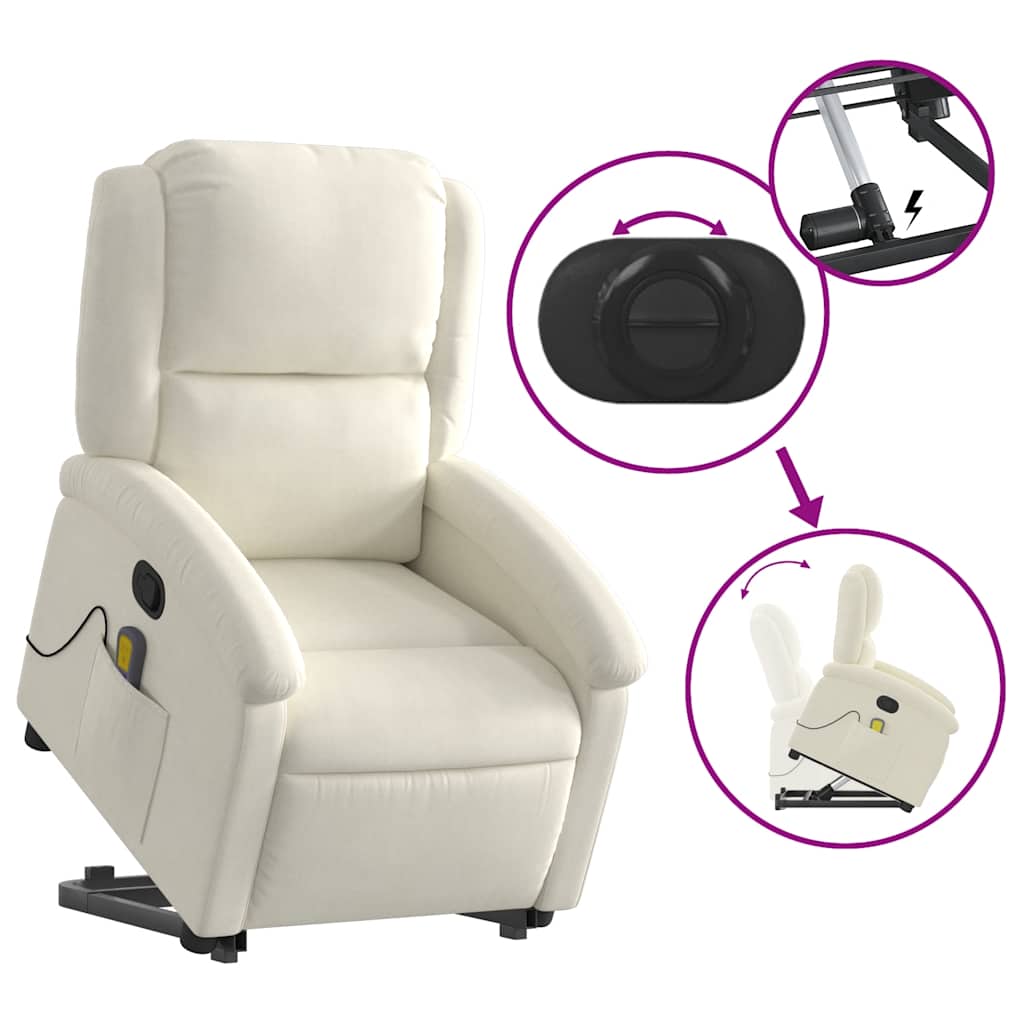 Sta-op-massagestoel verstelbaar fluweel crèmekleurig is nu te koop bij PeponiXL, paradijselijk wonen!
