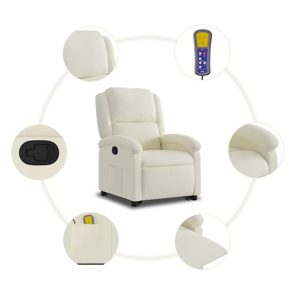 Sta-op-massagestoel verstelbaar fluweel crèmekleurig is nu te koop bij PeponiXL, paradijselijk wonen!