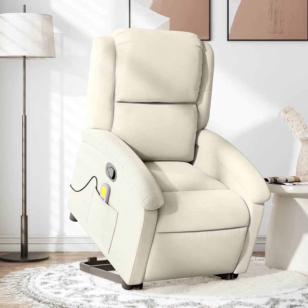 Sta-op-massagestoel verstelbaar fluweel crèmekleurig is nu te koop bij PeponiXL, paradijselijk wonen!