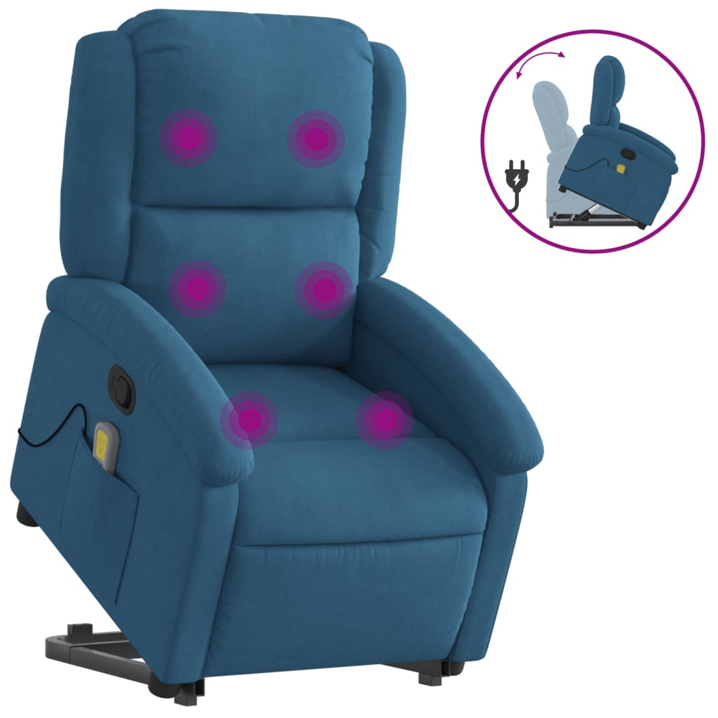 Sta-op-massagestoel verstelbaar fluweel blauw is nu te koop bij PeponiXL, paradijselijk wonen!