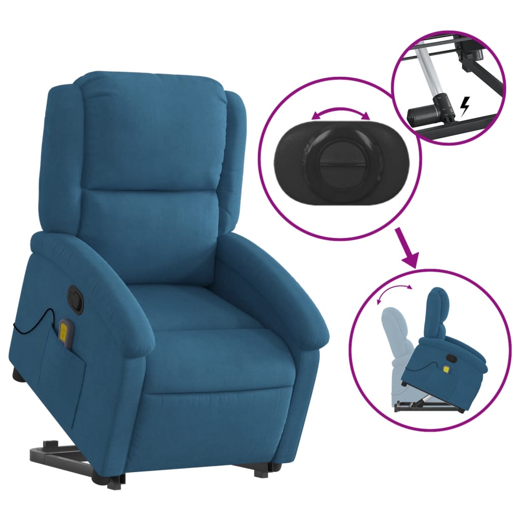 Sta-op-massagestoel verstelbaar fluweel blauw is nu te koop bij PeponiXL, paradijselijk wonen!