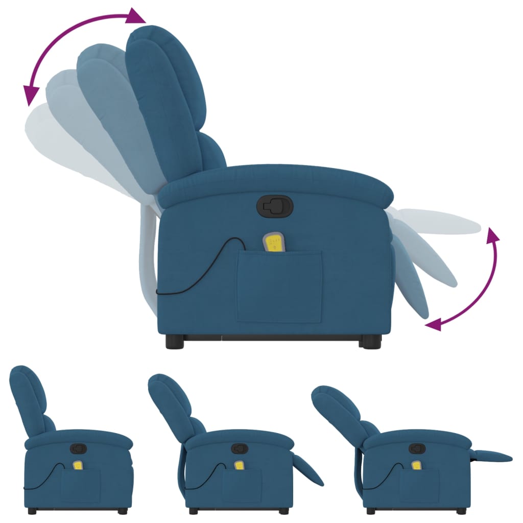 Sta-op-massagestoel verstelbaar fluweel blauw is nu te koop bij PeponiXL, paradijselijk wonen!