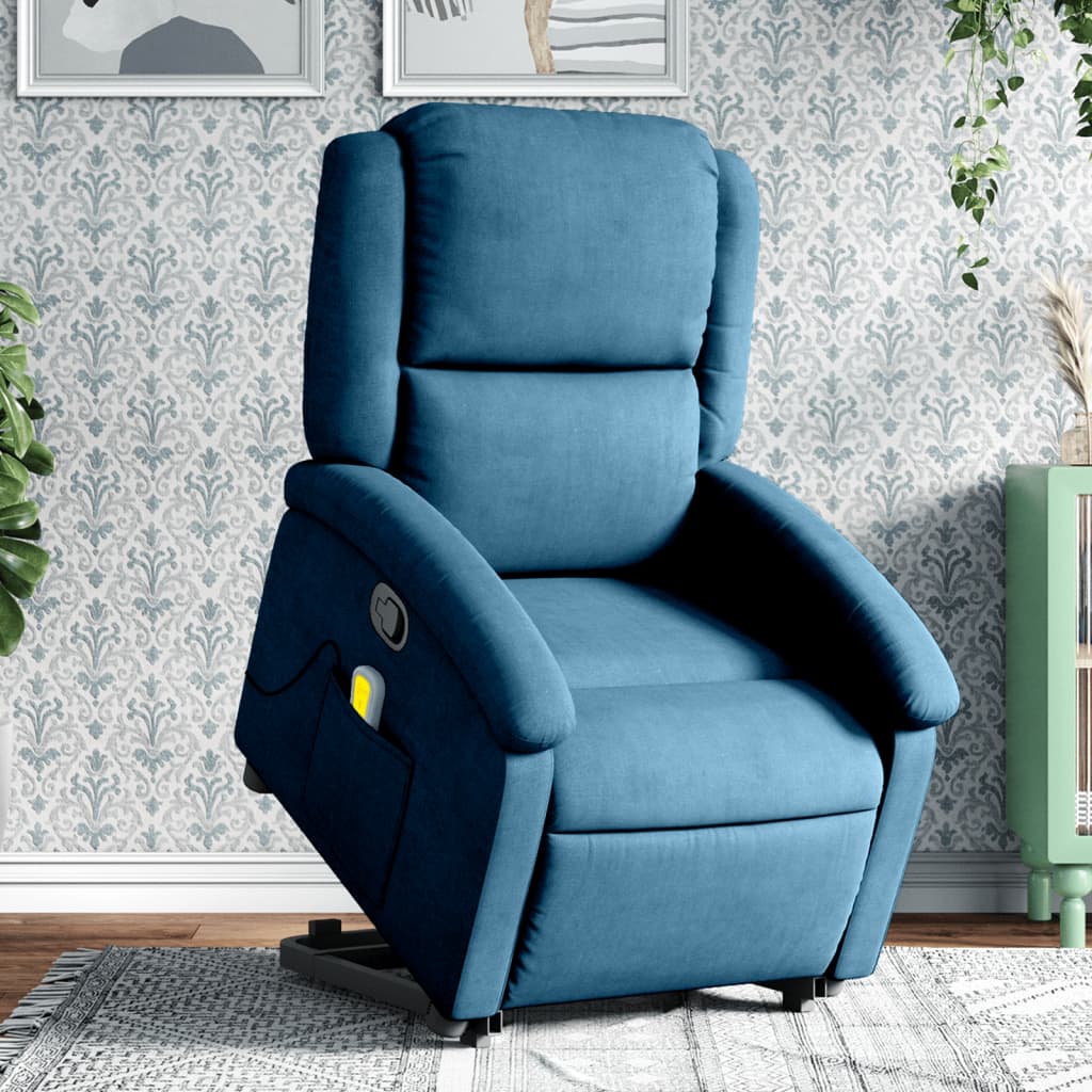 Sta-op-massagestoel verstelbaar fluweel blauw is nu te koop bij PeponiXL, paradijselijk wonen!