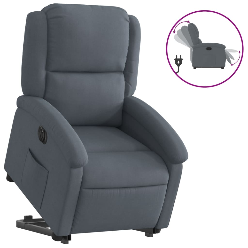 Sta-op-stoel elektrisch verstelbaar fluweel donkergrijs is nu te koop bij PeponiXL, paradijselijk wonen!