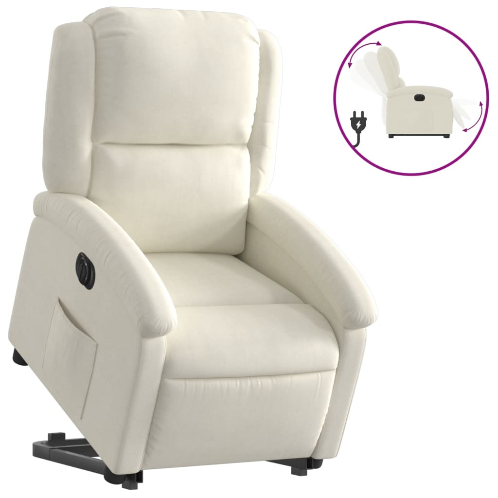 Sta-op-stoel elektrisch verstelbaar fluweel crèmekleurig is nu te koop bij PeponiXL, paradijselijk wonen!