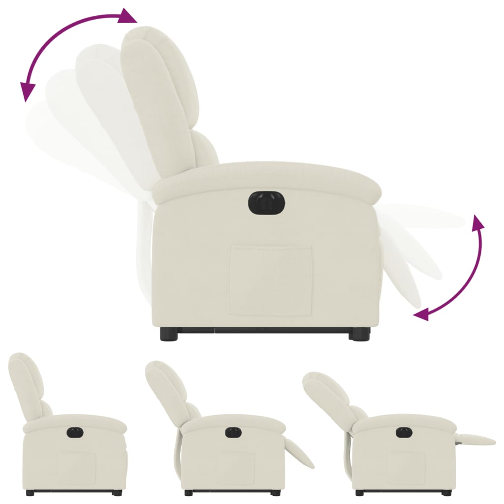 Sta-op-stoel elektrisch verstelbaar fluweel crèmekleurig is nu te koop bij PeponiXL, paradijselijk wonen!