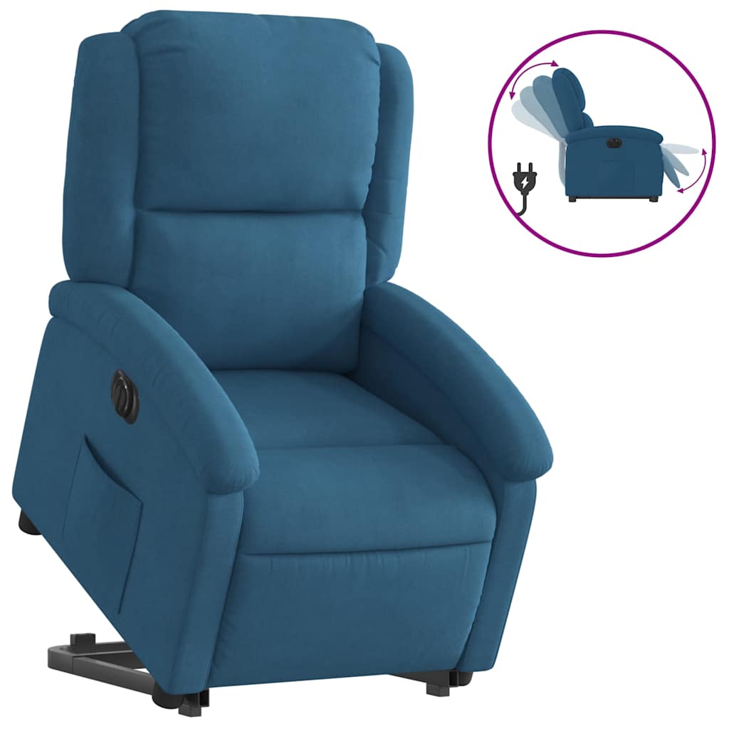 Sta-op-stoel elektrisch verstelbaar fluweel blauw is nu te koop bij PeponiXL, paradijselijk wonen!