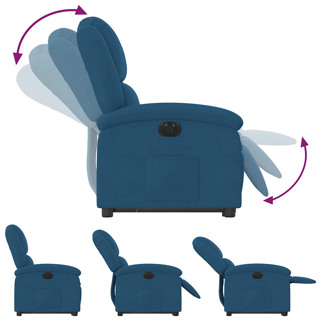 Sta-op-stoel elektrisch verstelbaar fluweel blauw is nu te koop bij PeponiXL, paradijselijk wonen!